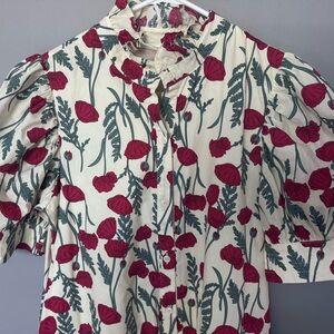 Floral Maxi Dress with Red Poppy Print NWOT